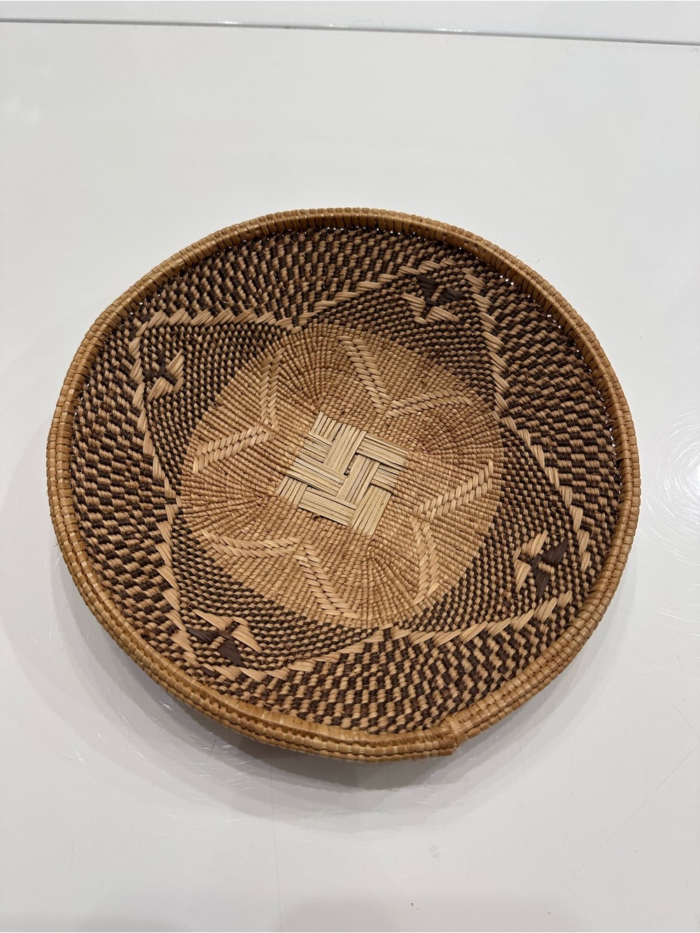 Vintage African Tonga Hand Woven Basket Bowl - 8" Diameter